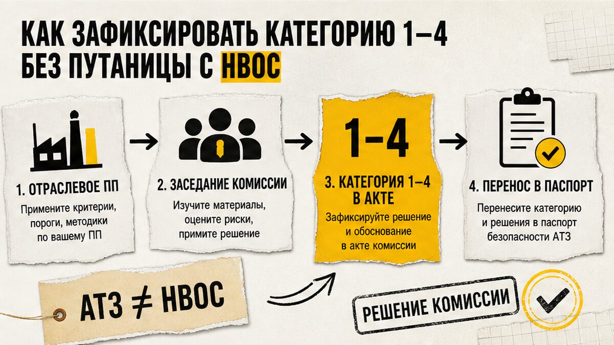 Схема фиксации категории 1–4 в акте АТЗ без путаницы с категориями НВОС