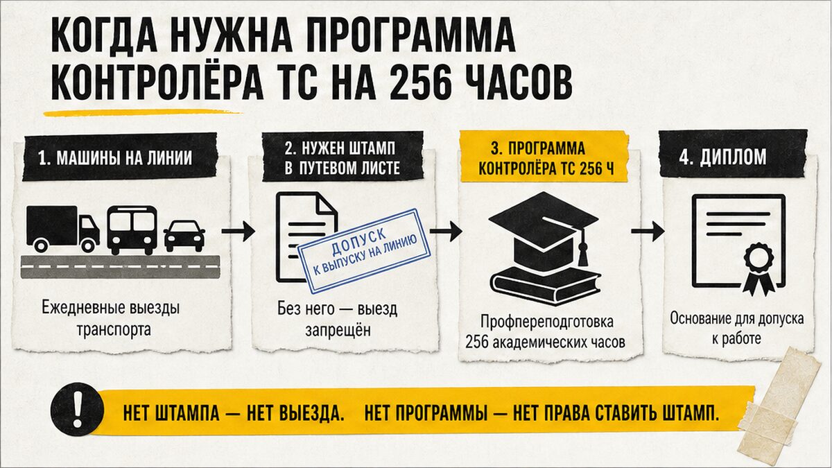 Схема: когда нужна программа контролёра ТС на 256 часов
