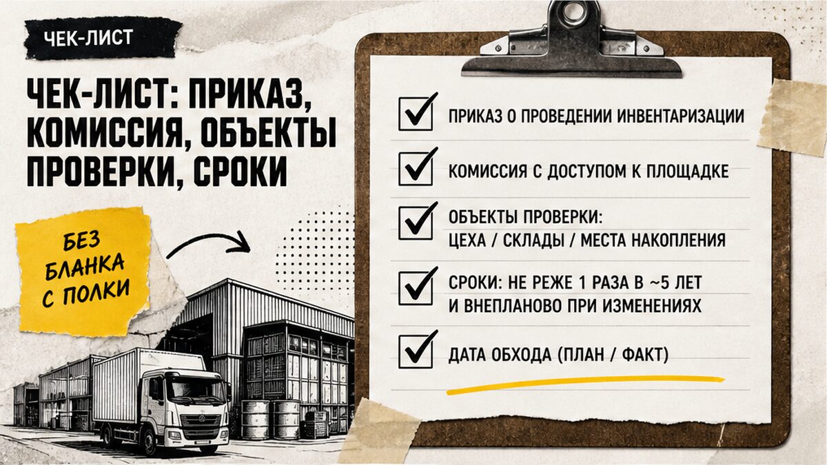 Чек-лист: приказ, комиссия, объекты проверки и сроки инвентаризации отходов