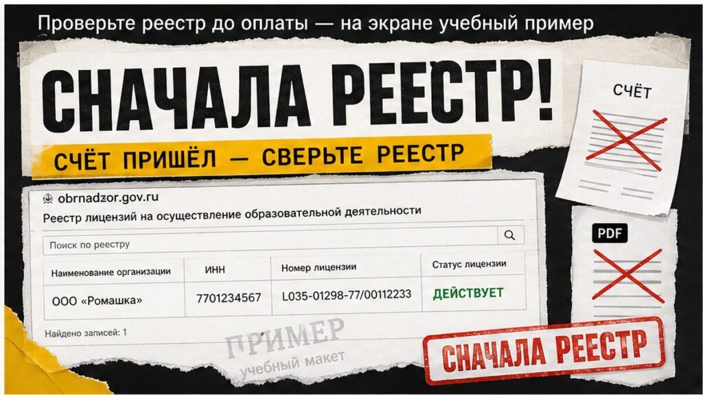 Обложка: проверка лицензии ДПО — учебный пример ООО «Ромашка»