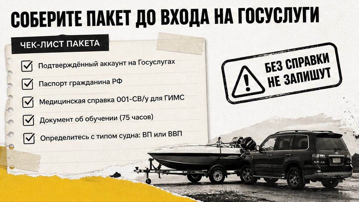 Чеклист документов перед записью на экзамен ГИМС через Госуслуги