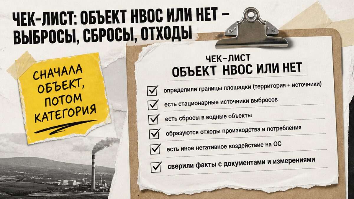 Чек-лист: объект НВОС или нет — выбросы, сбросы, отходы
