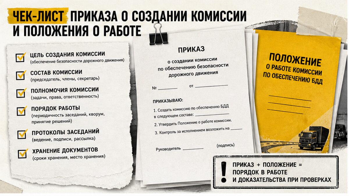 Чек-лист приказа о создании комиссии по БДД и положения о её работе