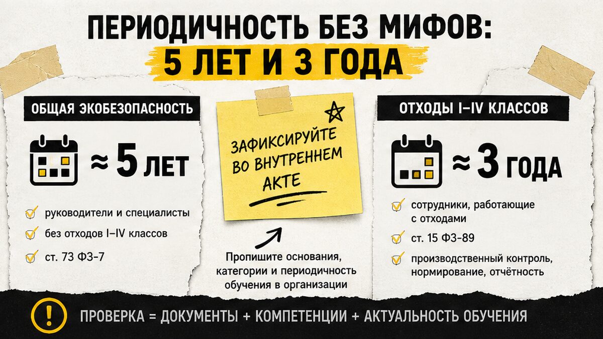 Инфографика периодичности: ориентир 5 лет для общей экобезопасности и 3 года для отходов