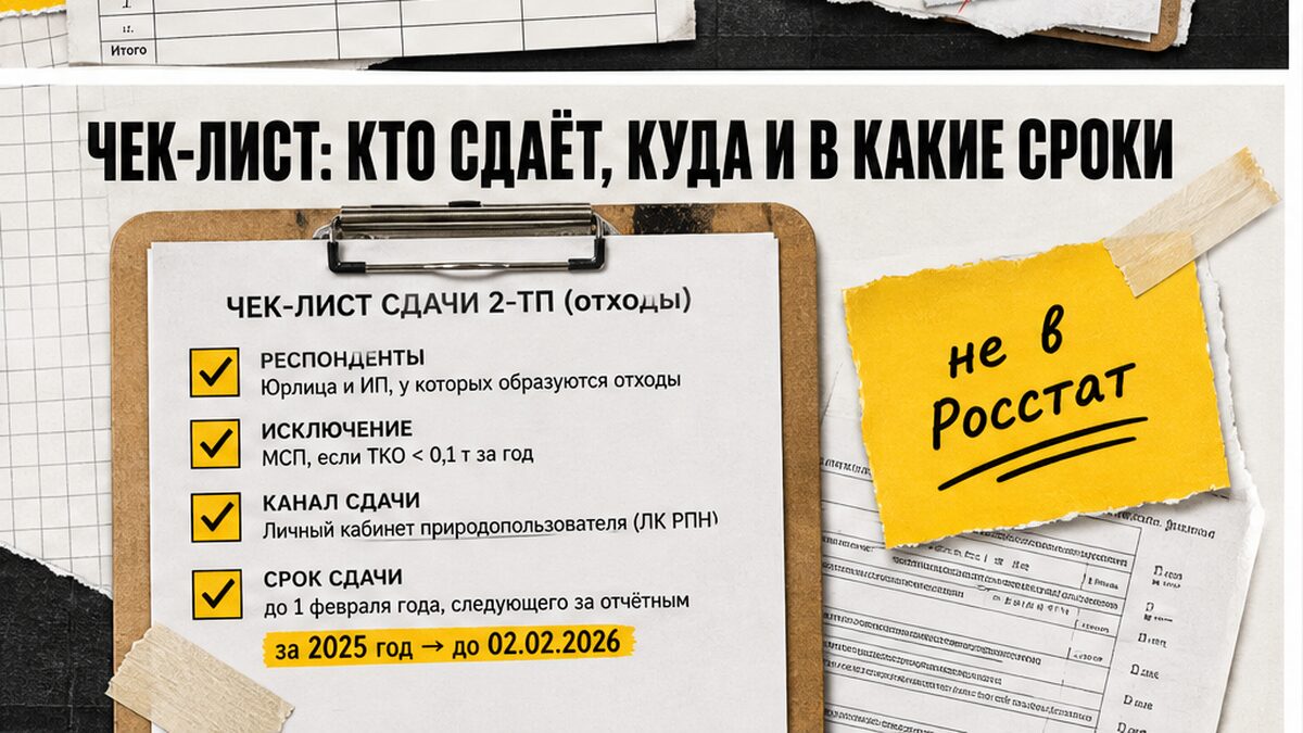 Чек-лист: кто сдаёт отчет 2-ТП отходы, куда и в какие сроки