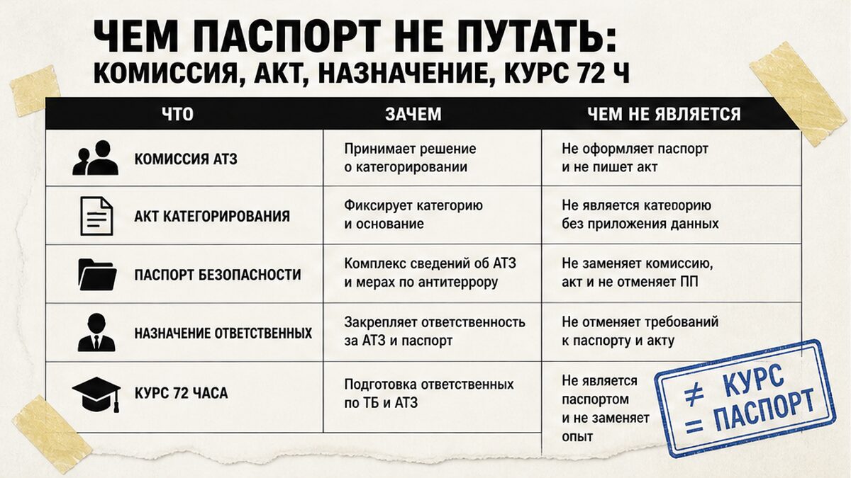Сравнение: комиссия, акт, паспорт, назначение и курс АТЗ 72 ч — что чем не является