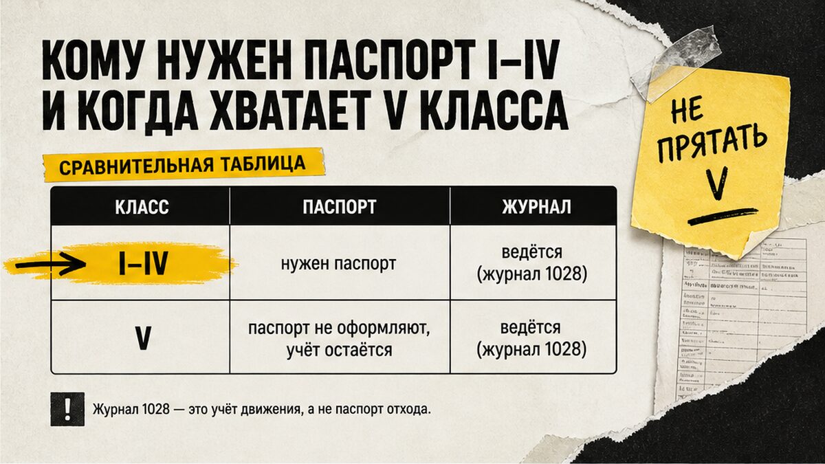 Сравнительная таблица: кому нужен паспорт отходов I–IV, а когда хватает V класса