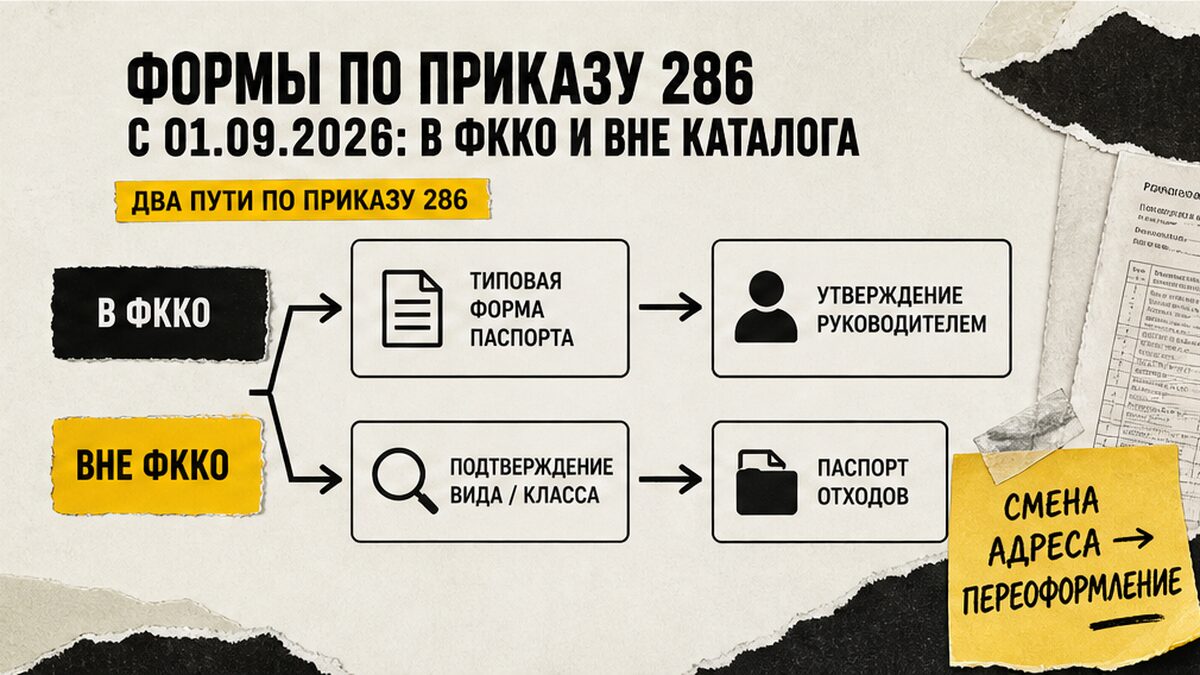 Схема двух форм паспорта отходов по приказу 286: в ФККО и вне каталога