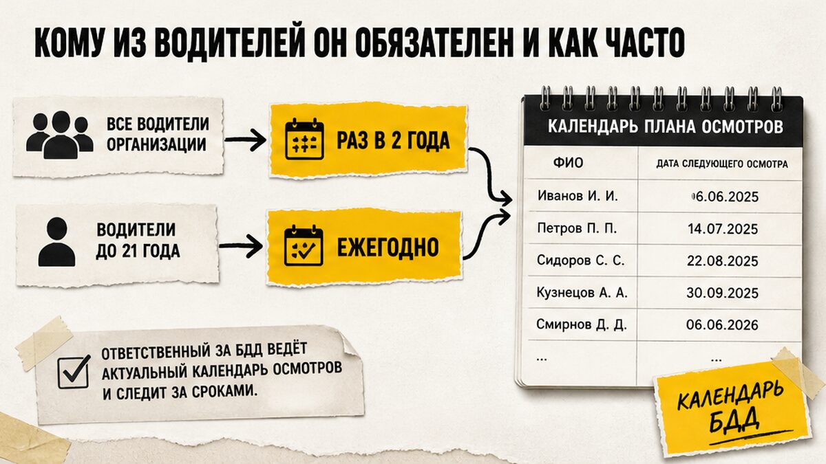 Схема: кому обязателен периодический медосмотр и как часто по возрасту