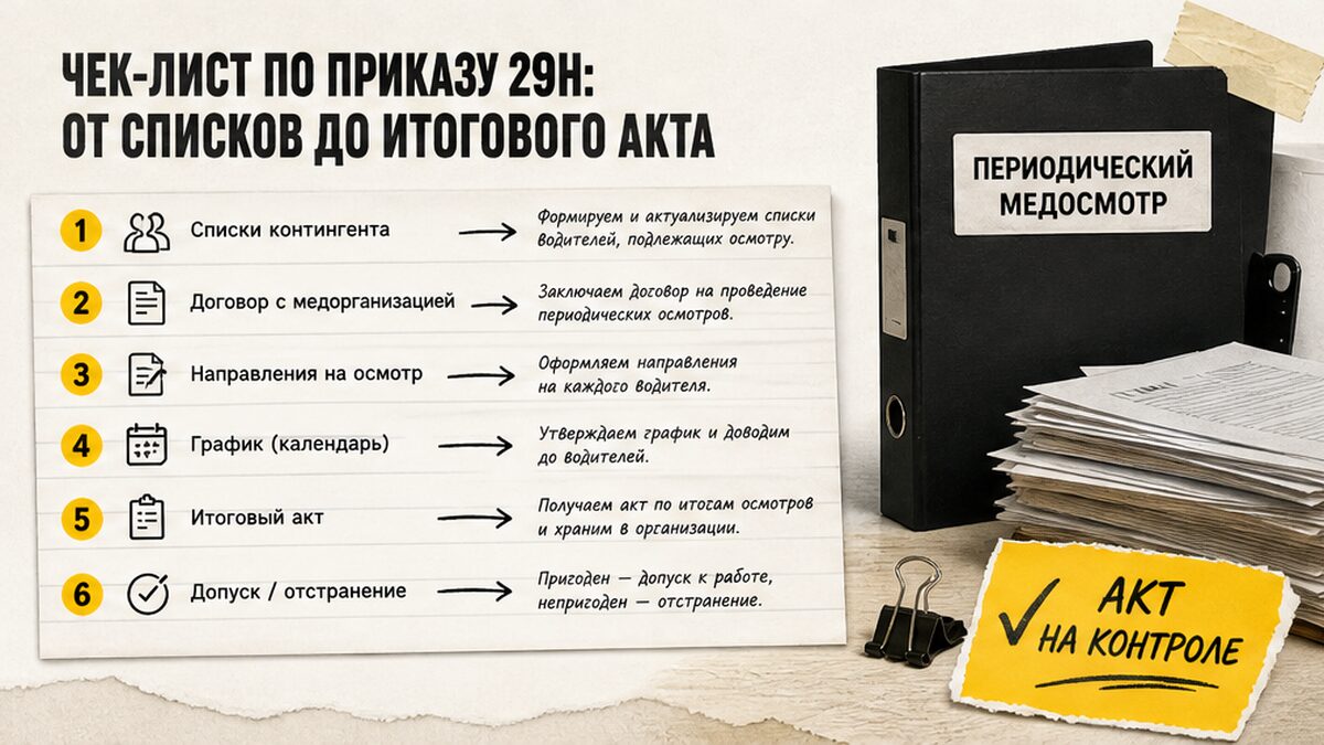 Чек-лист 29н: от списков водителей до итогового акта периодического медосмотра