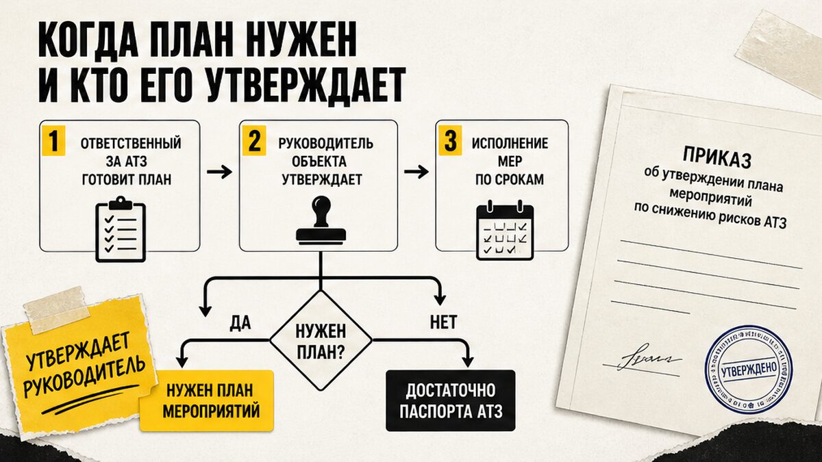 Схема: когда нужен план мероприятий по АТЗ и кто его утверждает