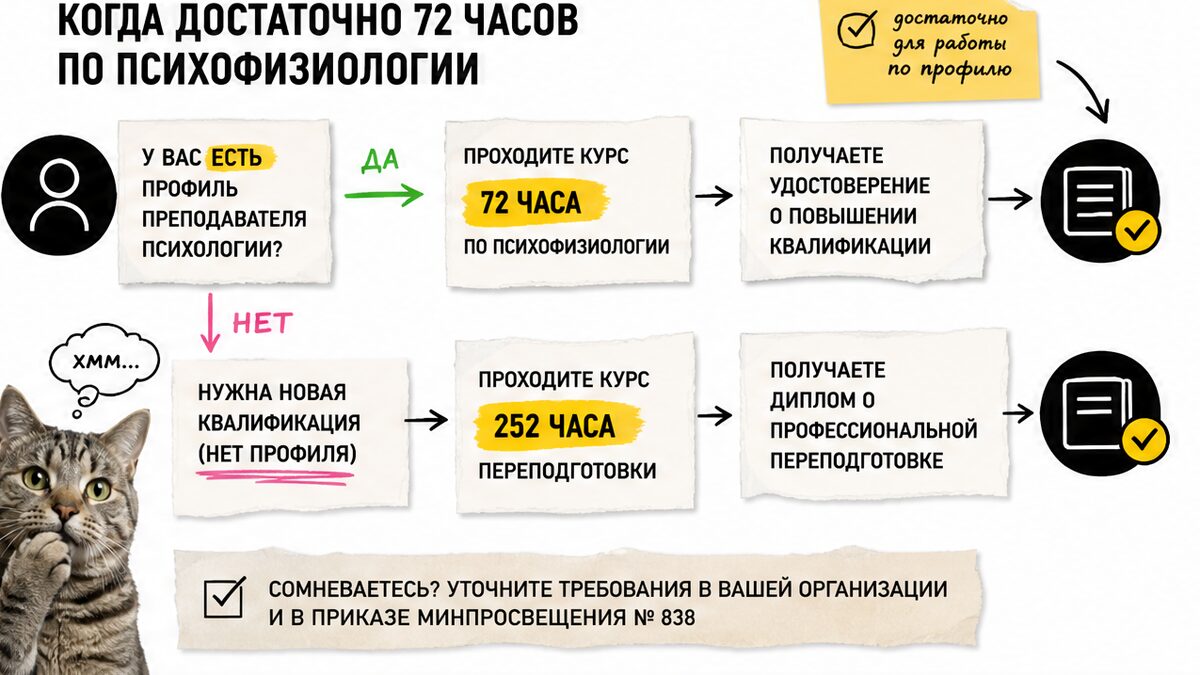 Схема: когда преподавателю автошколы достаточно 72 часов по психофизиологии