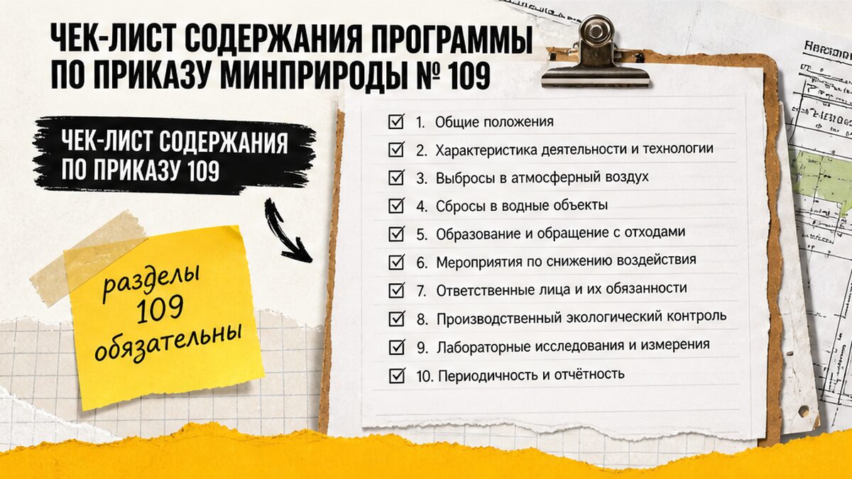 Чек-лист содержания программы ПЭК по приказу Минприроды № 109