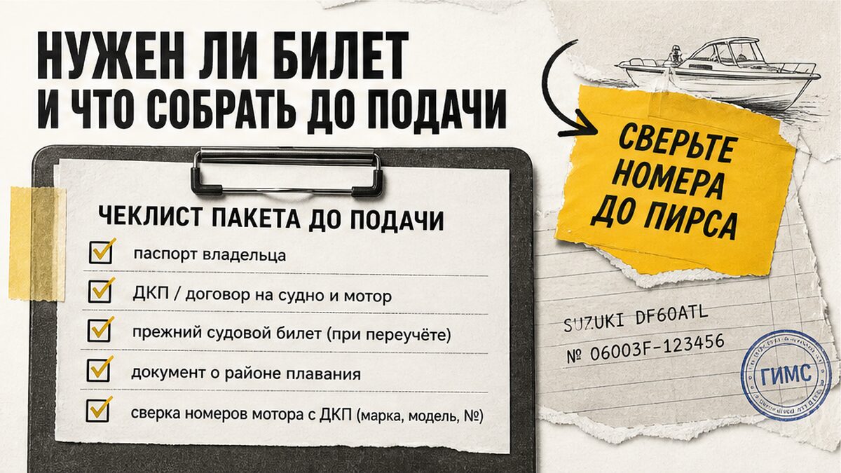 Чек-лист документов до подачи на судовой билет маломерного судна: паспорт, ДКП, сверка номеров