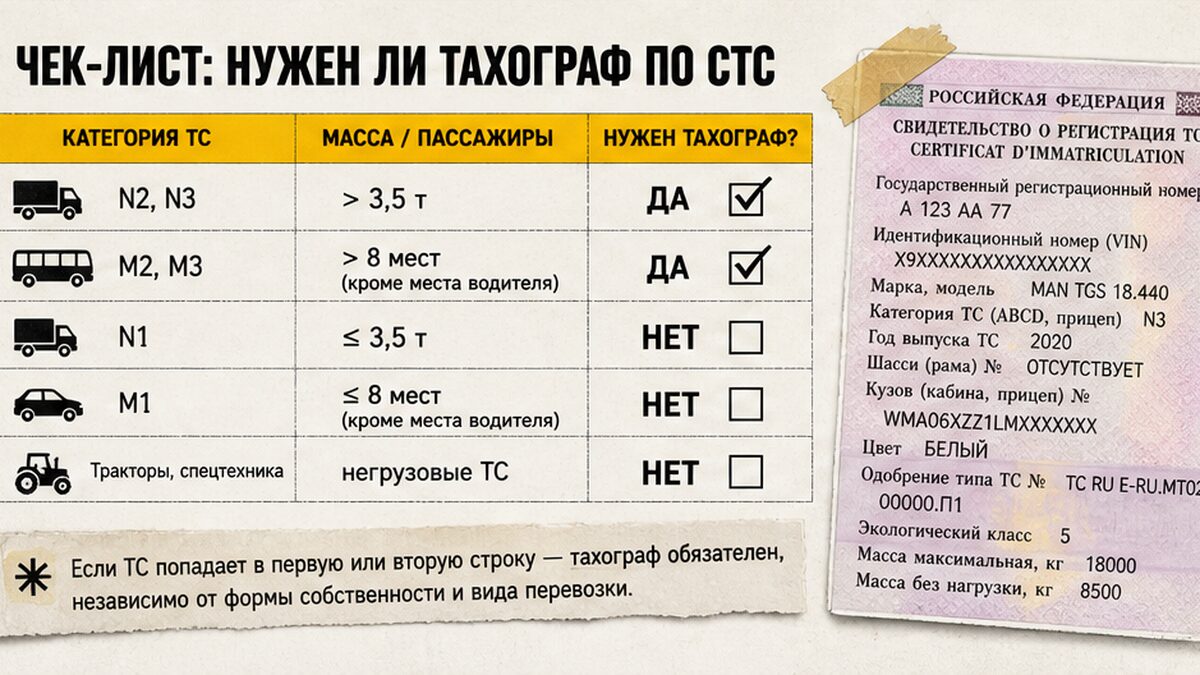 Чеклист: нужен ли тахограф по данным СТС