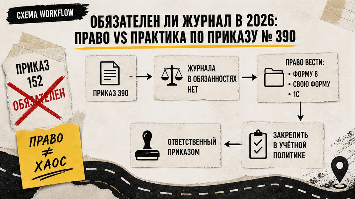 Схема: обязателен ли журнал учета путевых в 2026 по приказу № 390