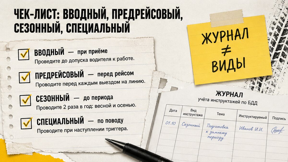 Чек-лист четырёх видов инструктажей по БДД с триггерами