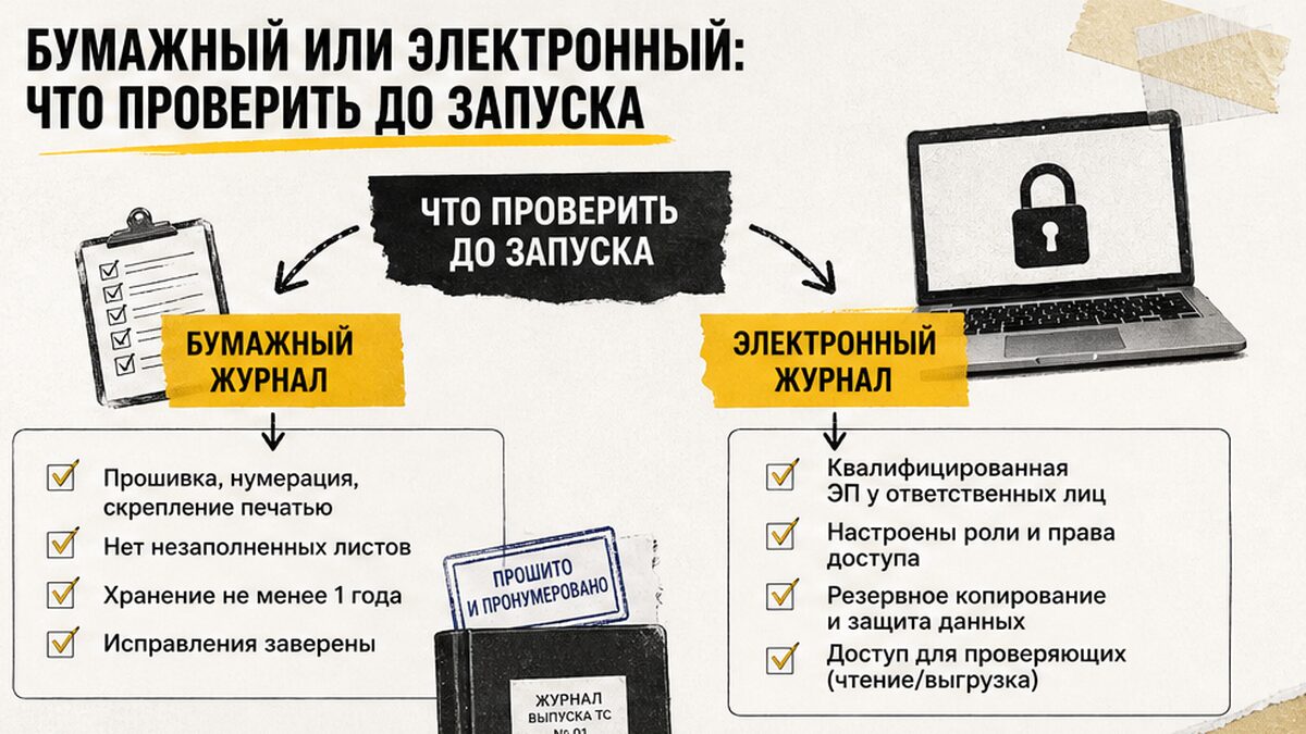 Схема: что проверить до запуска бумажного или электронного журнала